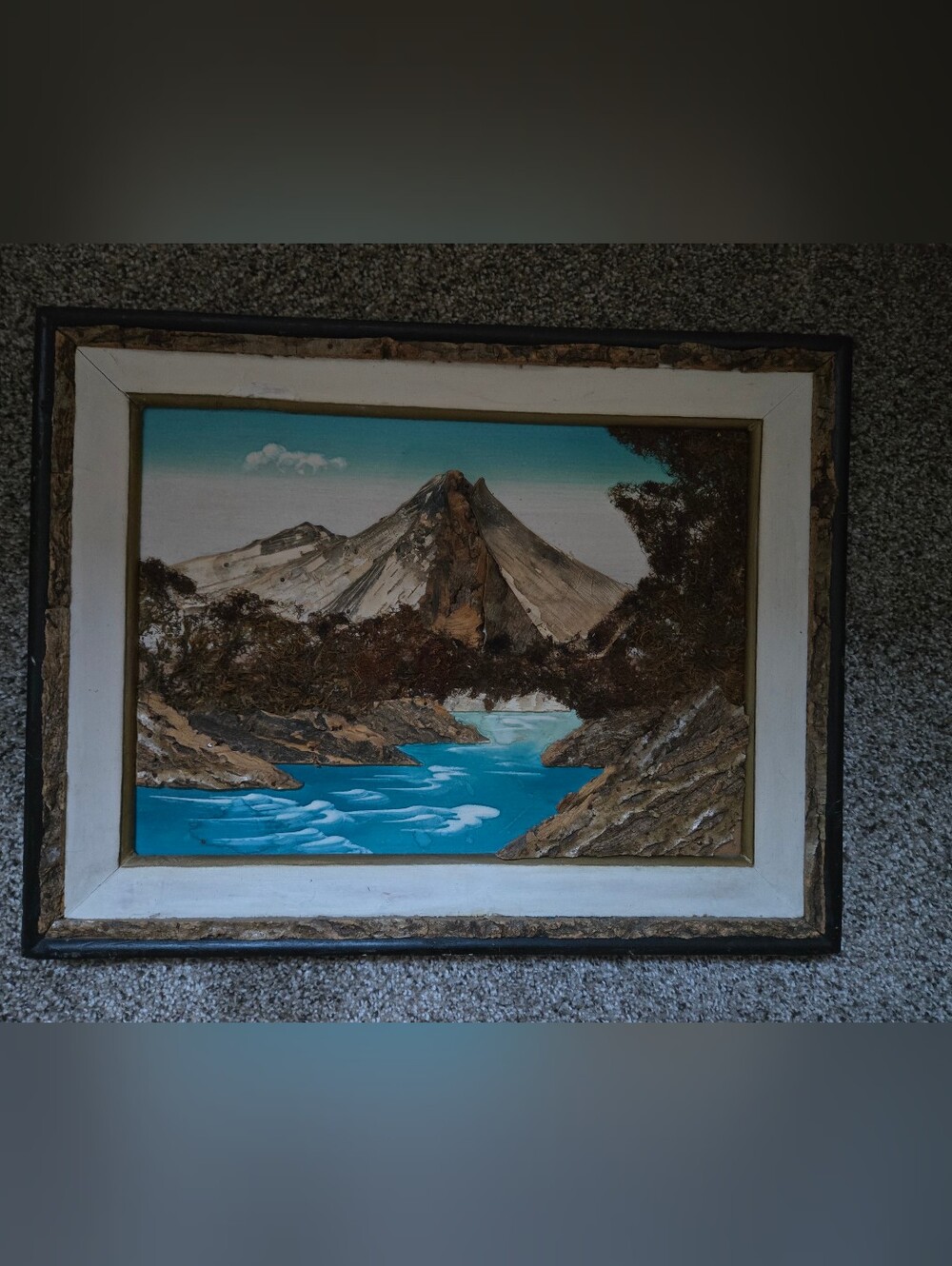 Vintage Japanese 3D Bark Moss Diorama Art